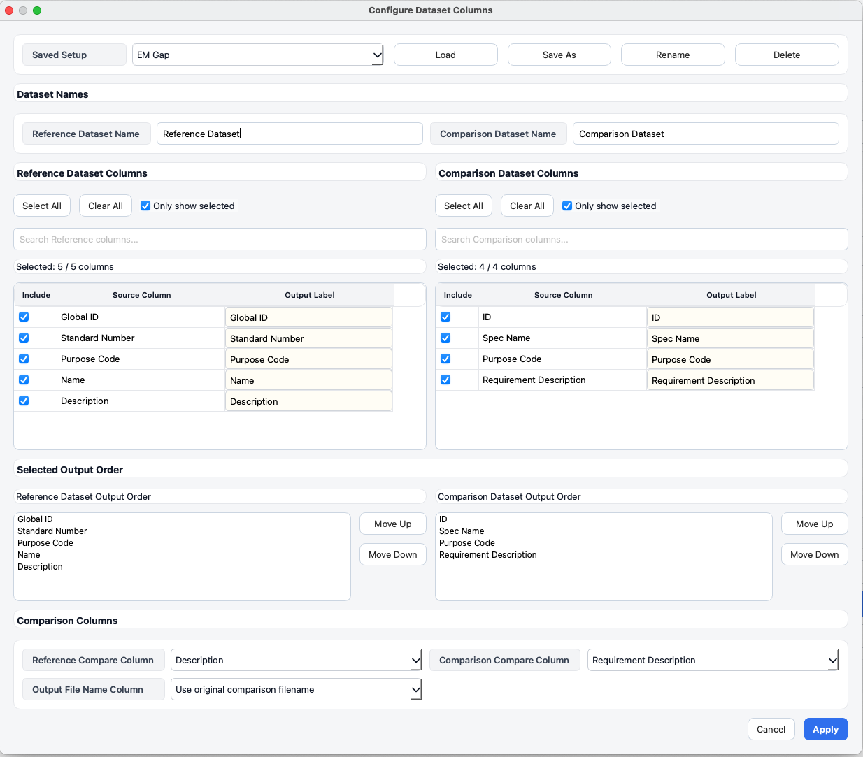 Column Mapping Interface
